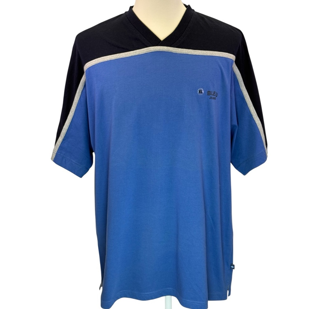 BLEU‎ Jeans By Arrow Men's Blue V-Neck Short Sleeve Shirt Size XL NWT